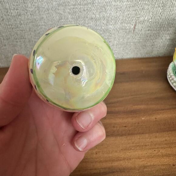 VTG Easter Bunny Figurine With Flower‎ Wire Basket And Colorful Ceramic Eggs - Picture 10 of 16